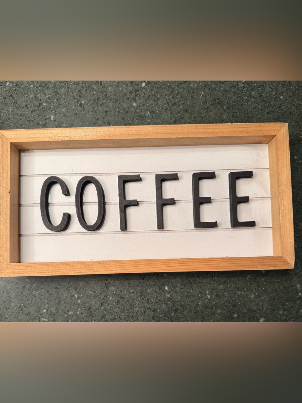 Decorative Coffee Wall Sign - Black Letters on White with Wood Frame